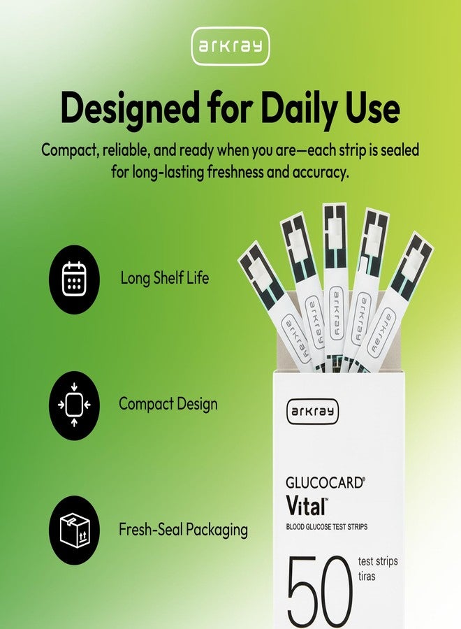 ARKRAY GLUCOCARD Vital Blood Glucose Test Strips – No Coding Required, Fast 7-Second Results, 0.5 Microliter Sample Size – Compatible with GLUCOCARD Vital Glucose Meter, 150 Count (3 Packs of 50) - Image 4